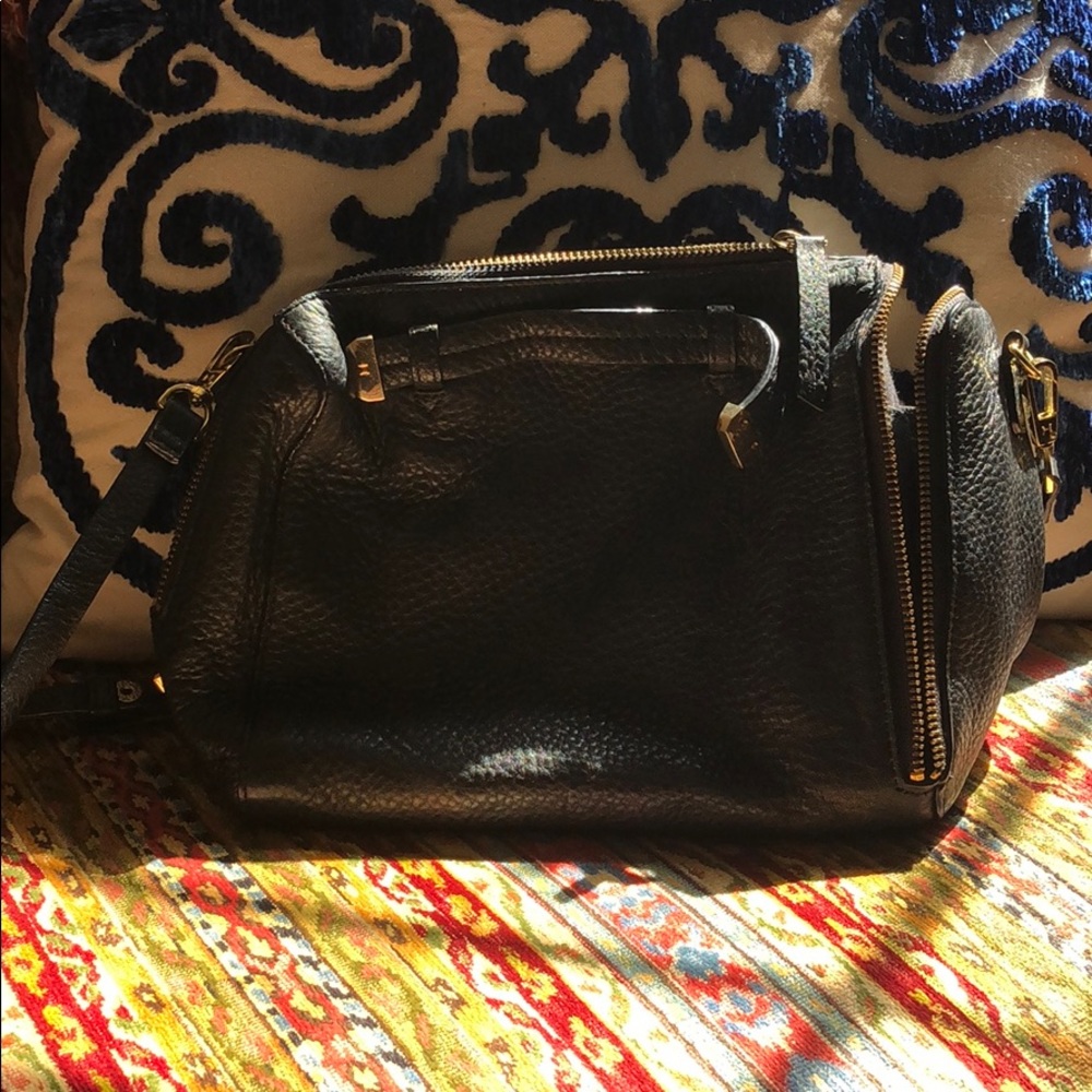 Black pebble leather crossbody